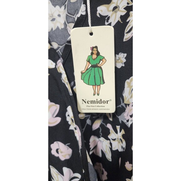 Nemidor Womens Casual Plus Size Summer Boho Swing Wrap Dress Floral Print Sz 32 - Picture 4 of 7